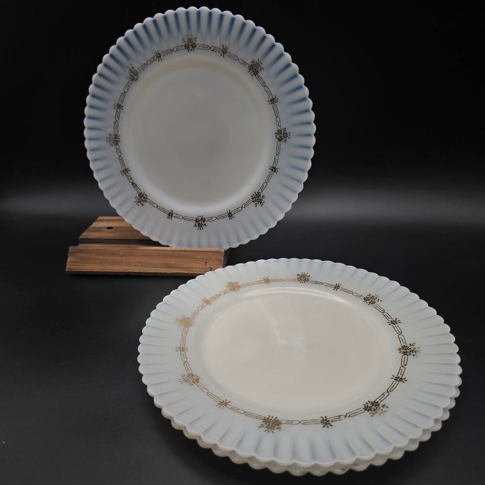 Macbeth Evans Monax Milk Glass Salad Plates Uranium UV Glow